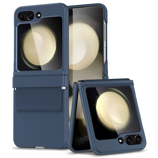 For Samsung Galaxy Z Flip6 5G Case Shockproof PC+PU Phone Cover - Navy Blue