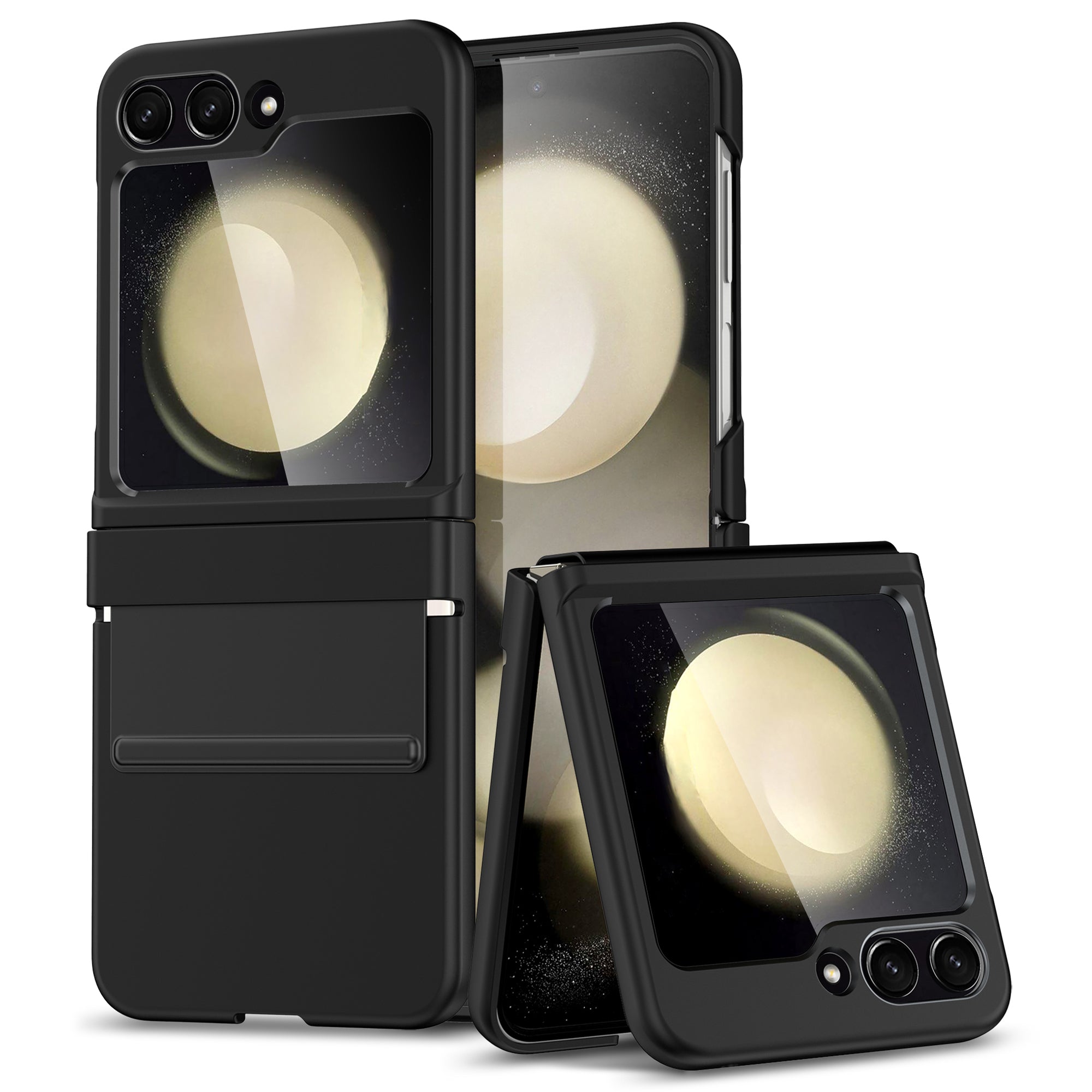 For Samsung Galaxy Z Flip6 5G Case Shockproof PC+PU Phone Cover - Black