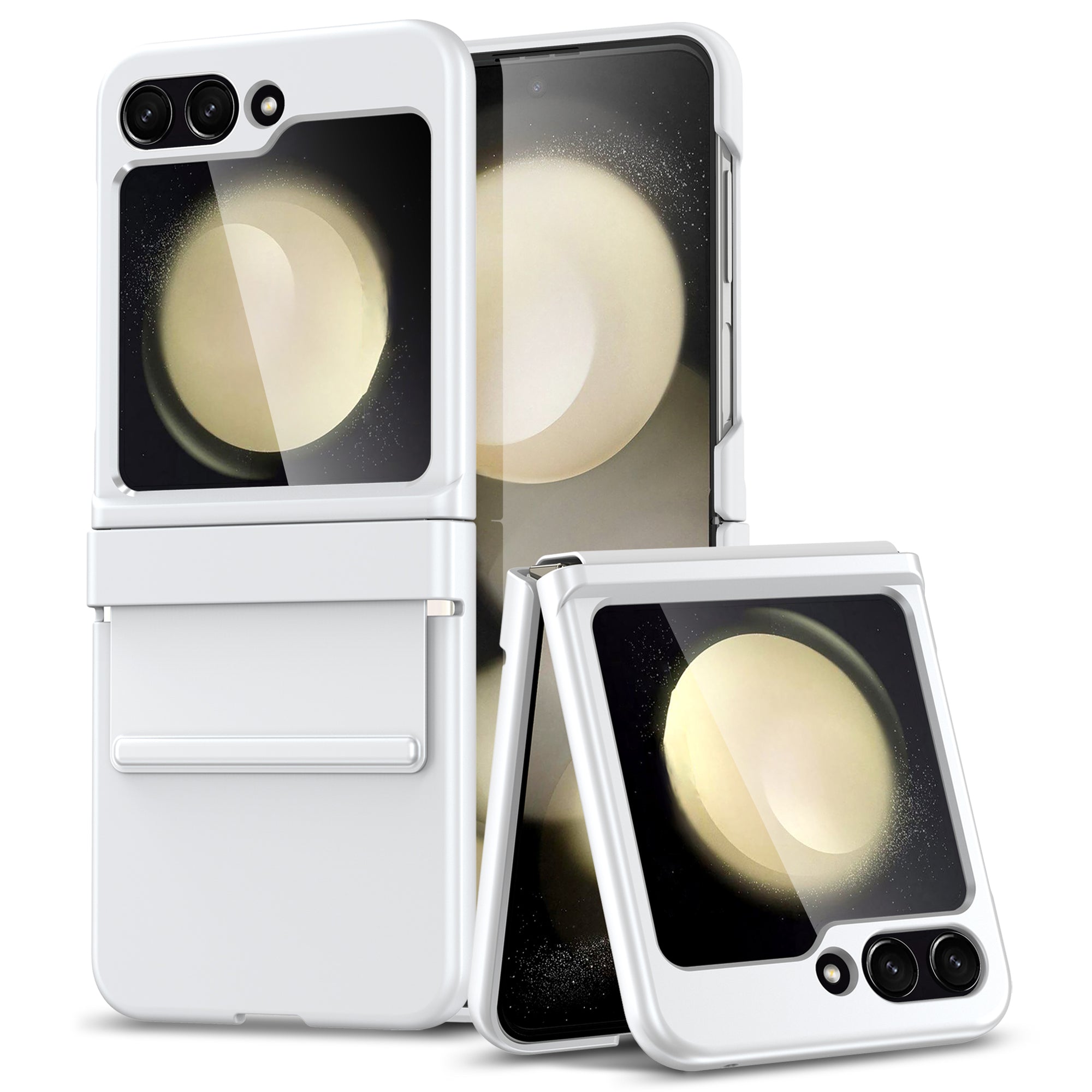 For Samsung Galaxy Z Flip6 5G Case Shockproof PC+PU Phone Cover - White