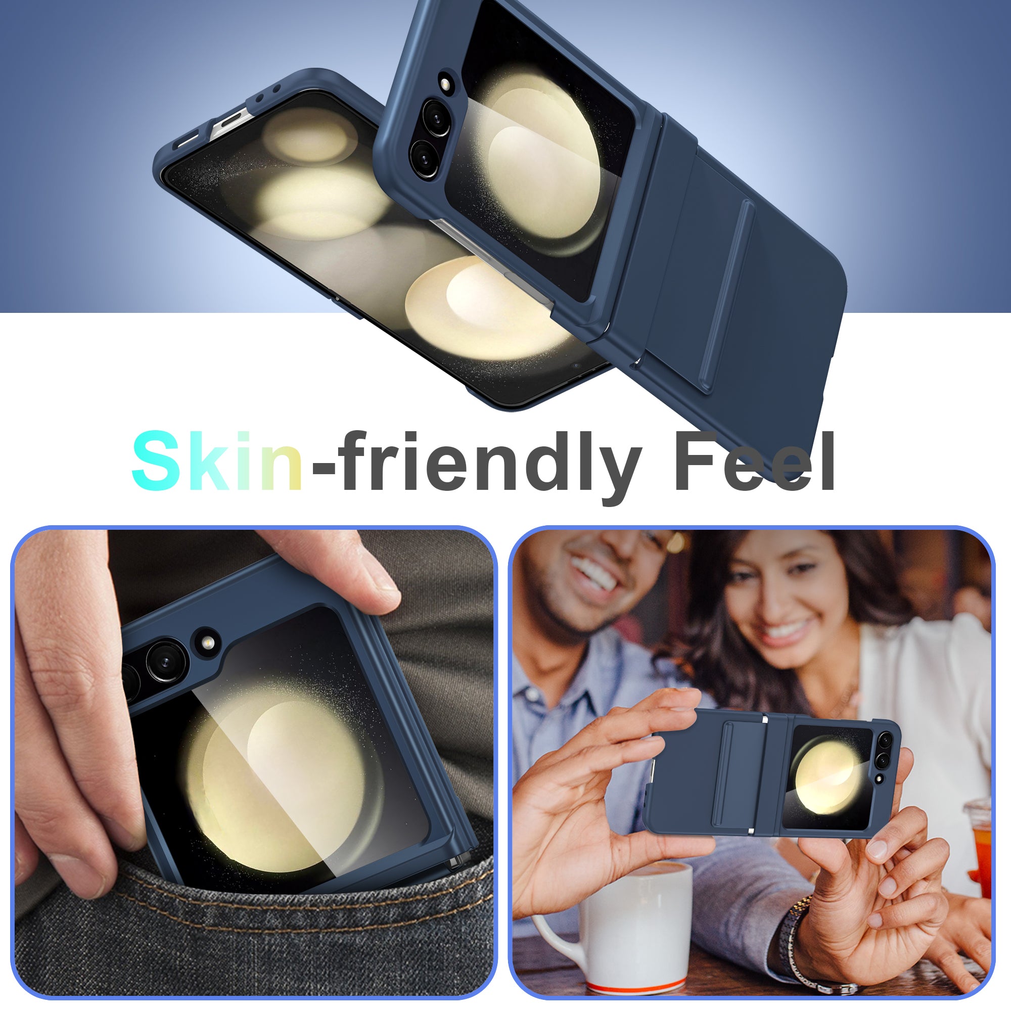 For Samsung Galaxy Z Flip6 5G Case Shockproof PC+PU Phone Cover - Transparent