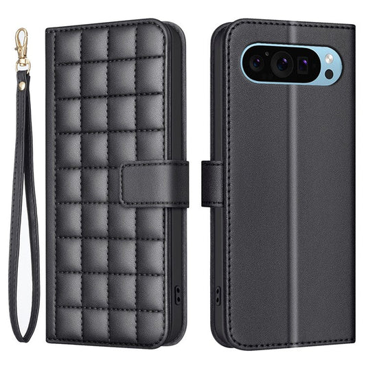 BINFEN COLOR BF34 for Google Pixel 9 Leather Case Wallet Card Slots Phone Cover - Black