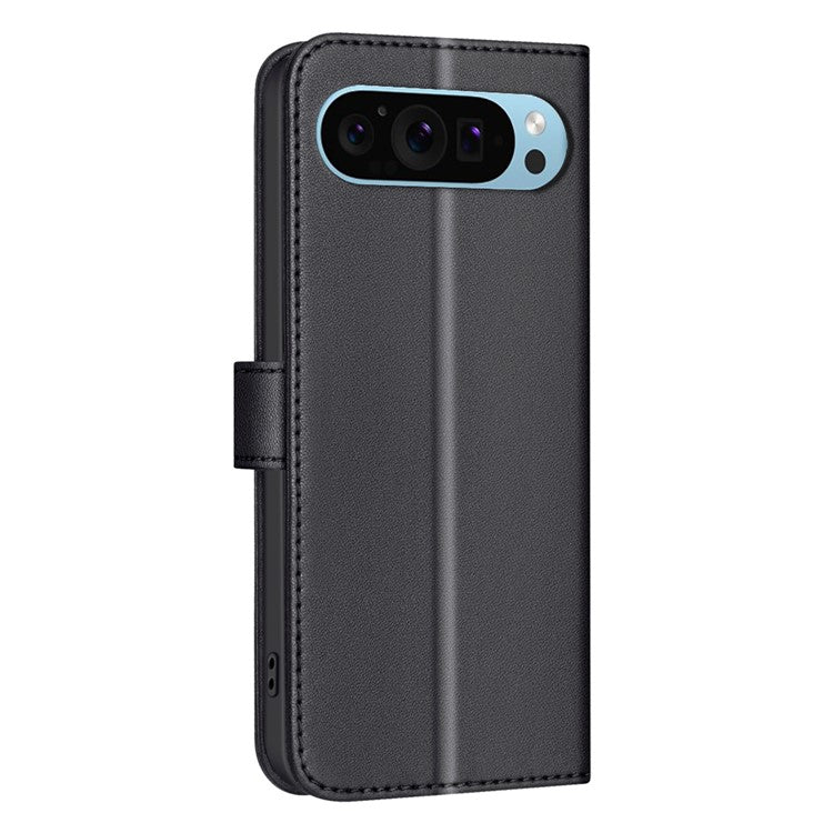 BINFEN COLOR BF34 for Google Pixel 9 Leather Case Wallet Card Slots Phone Cover - Black