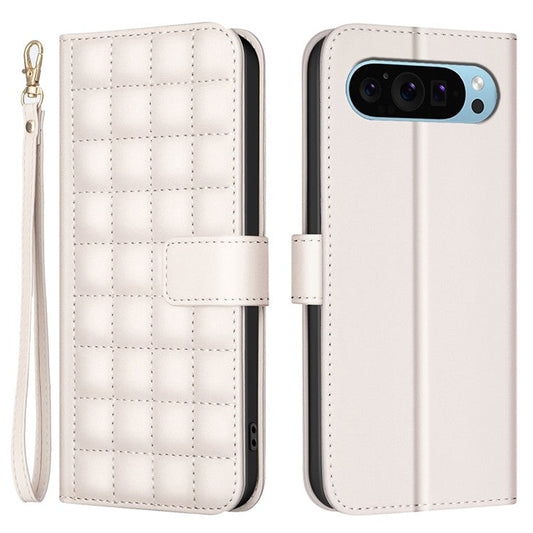 BINFEN COLOR BF34 for Google Pixel 9 Leather Case Wallet Card Slots Phone Cover - Beige