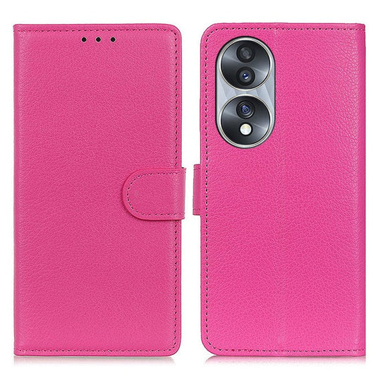 Litchi Texture PU Leather Cover for Honor 70 5G, Anti-scratch Stand Wallet Magnetic Closure Protective Phone Case - Rose