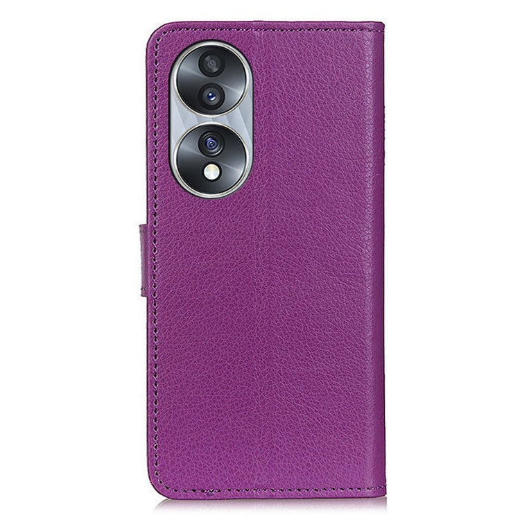 Litchi Texture PU Leather Cover for Honor 70 5G, Anti-scratch Stand Wallet Magnetic Closure Protective Phone Case - Purple