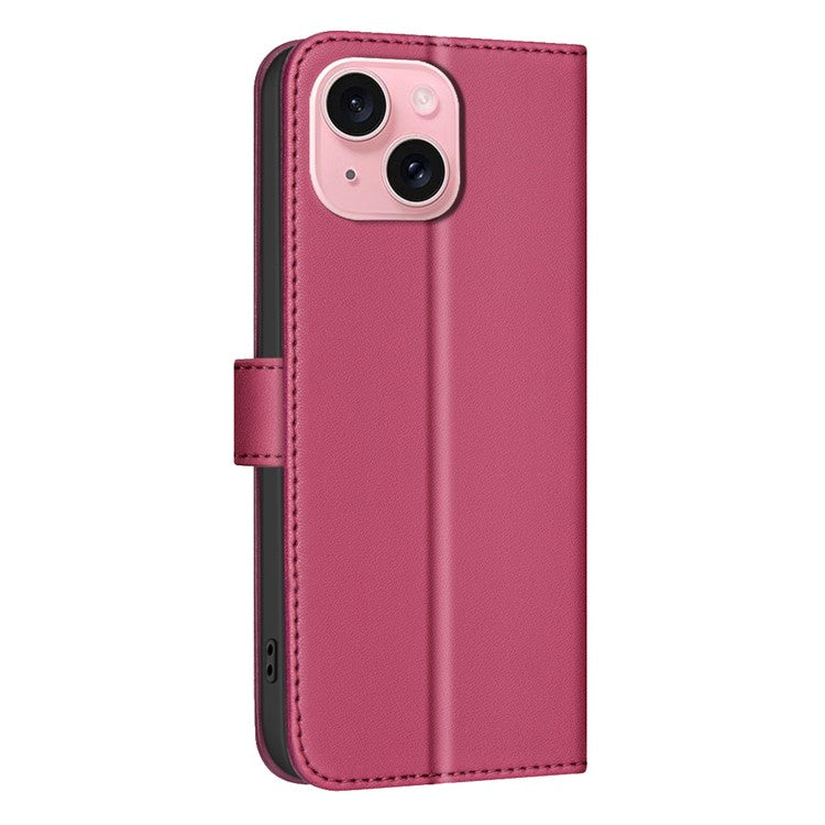 BINFEN-COLOR-BF34-for-iPhone-14-/-13-Case-Wallet-Phone-Leather-Cover-Square-Grid---Red