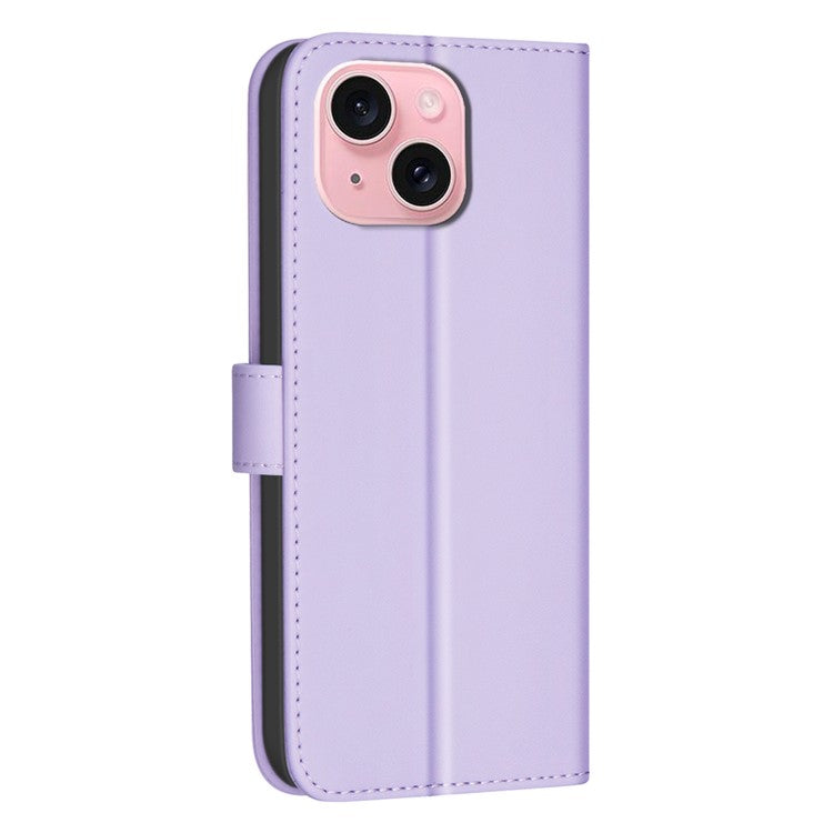 BINFEN-COLOR-BF34-for-iPhone-14-/-13-Case-Wallet-Phone-Leather-Cover-Square-Grid---Light-Purple