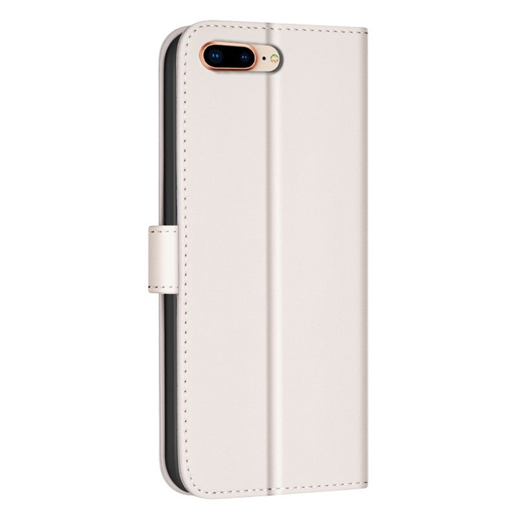 BINFEN COLOR BF34 for iPhone SE (2025) Case Square Grid PU Leather Cover Stand Wallet - Beige