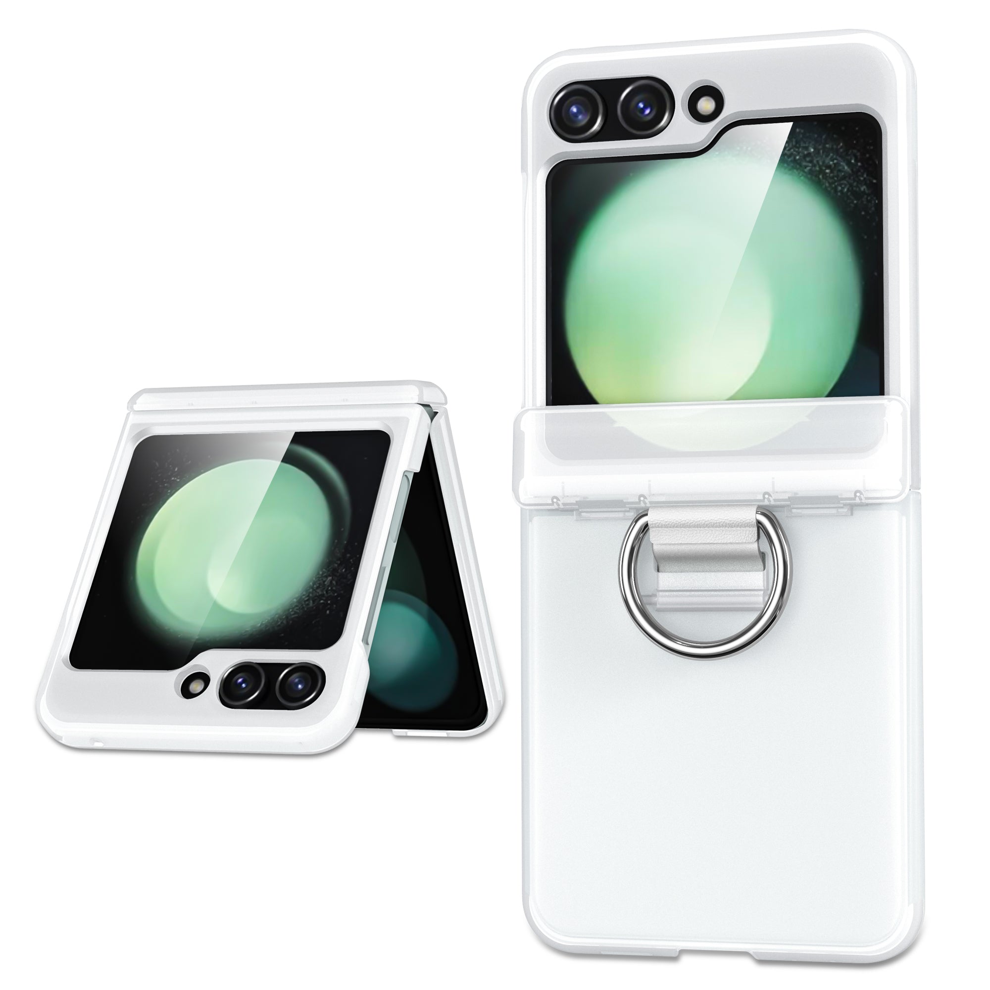 For Samsung Galaxy Z Flip6 5G Case Ring Holder Hinge Protection PC Phone Cover - Matte