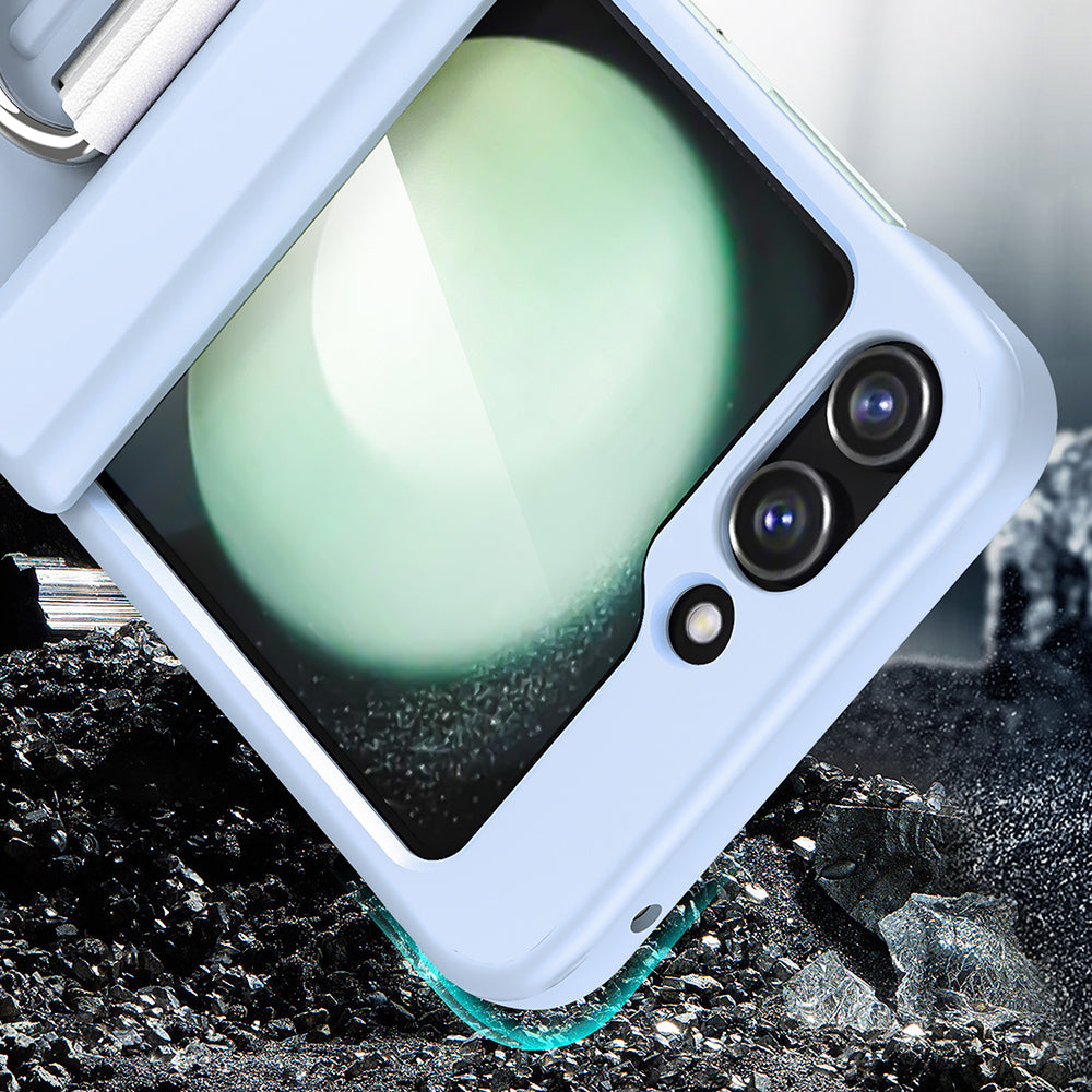For Samsung Galaxy Z Flip6 5G Case Ring Holder Hinge Protection PC Phone Cover - Green