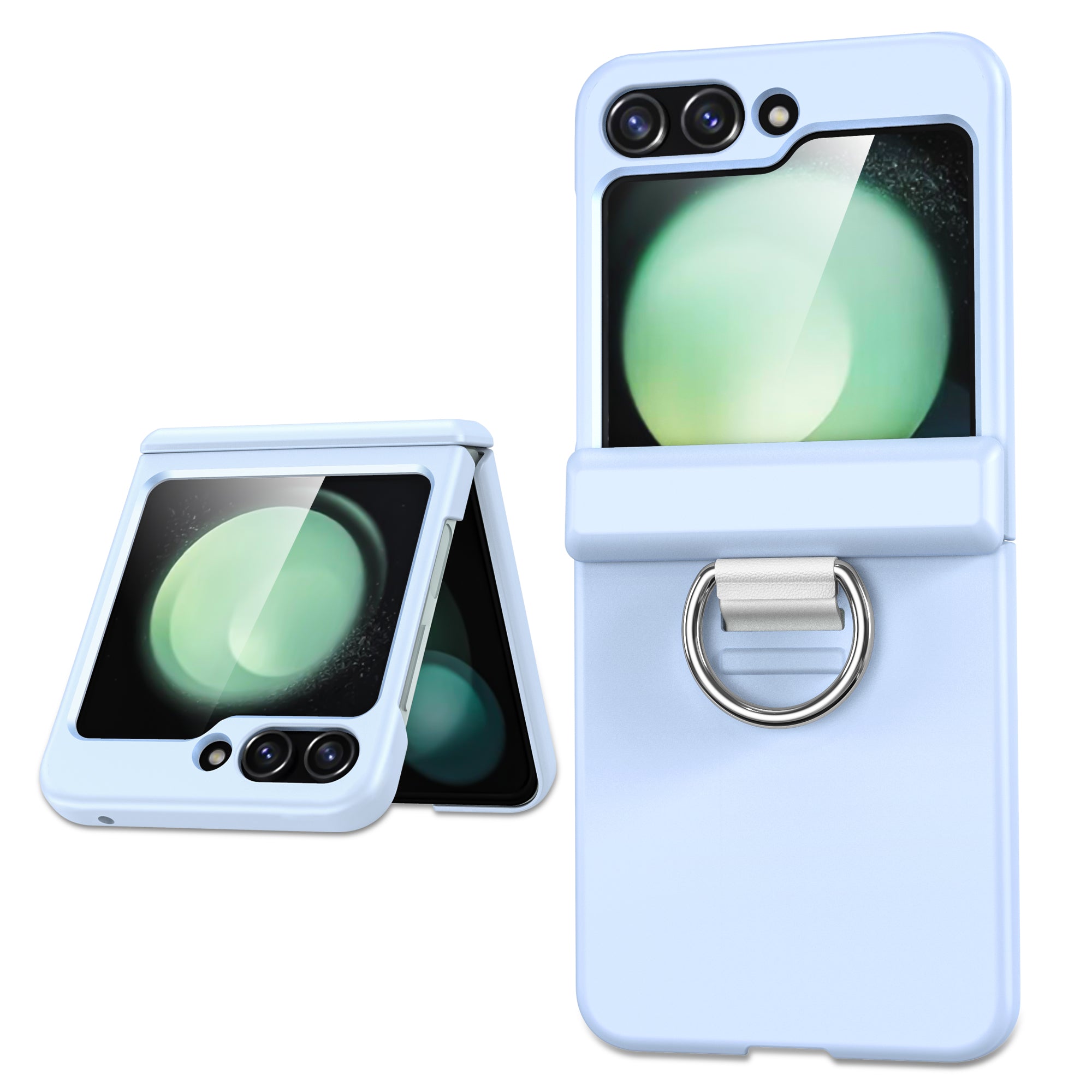 For Samsung Galaxy Z Flip6 5G Case Ring Holder Hinge Protection PC Phone Cover - Purple