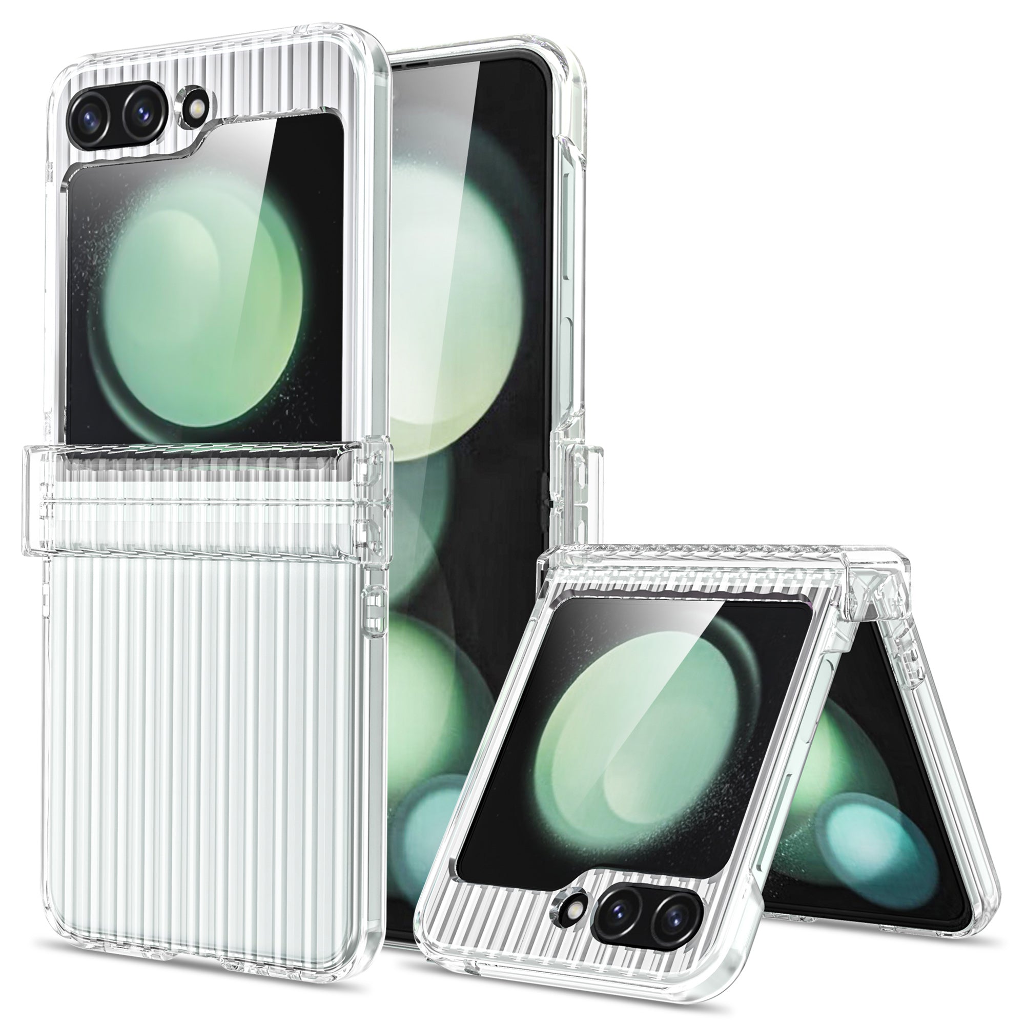For Samsung Galaxy Z Flip6 5G Case PC Folding Phone Cover with Hinge Protection - Transparent