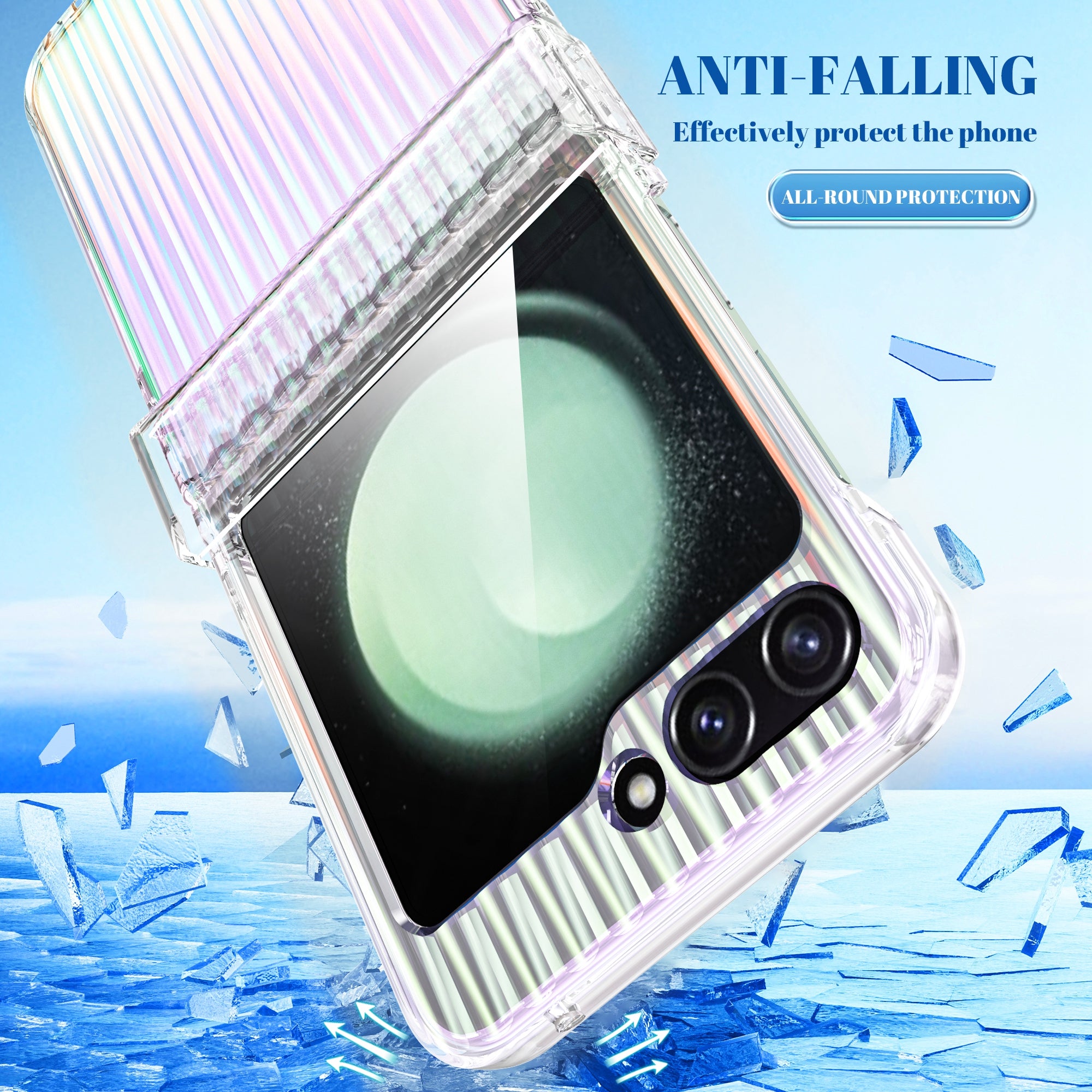 For Samsung Galaxy Z Flip6 5G Case PC Folding Phone Cover with Hinge Protection - Transparent