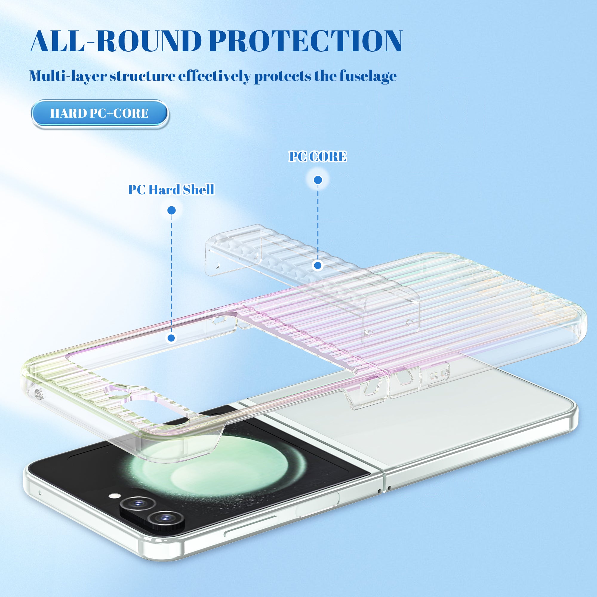 For Samsung Galaxy Z Flip6 5G Case PC Folding Phone Cover with Hinge Protection - Transparent
