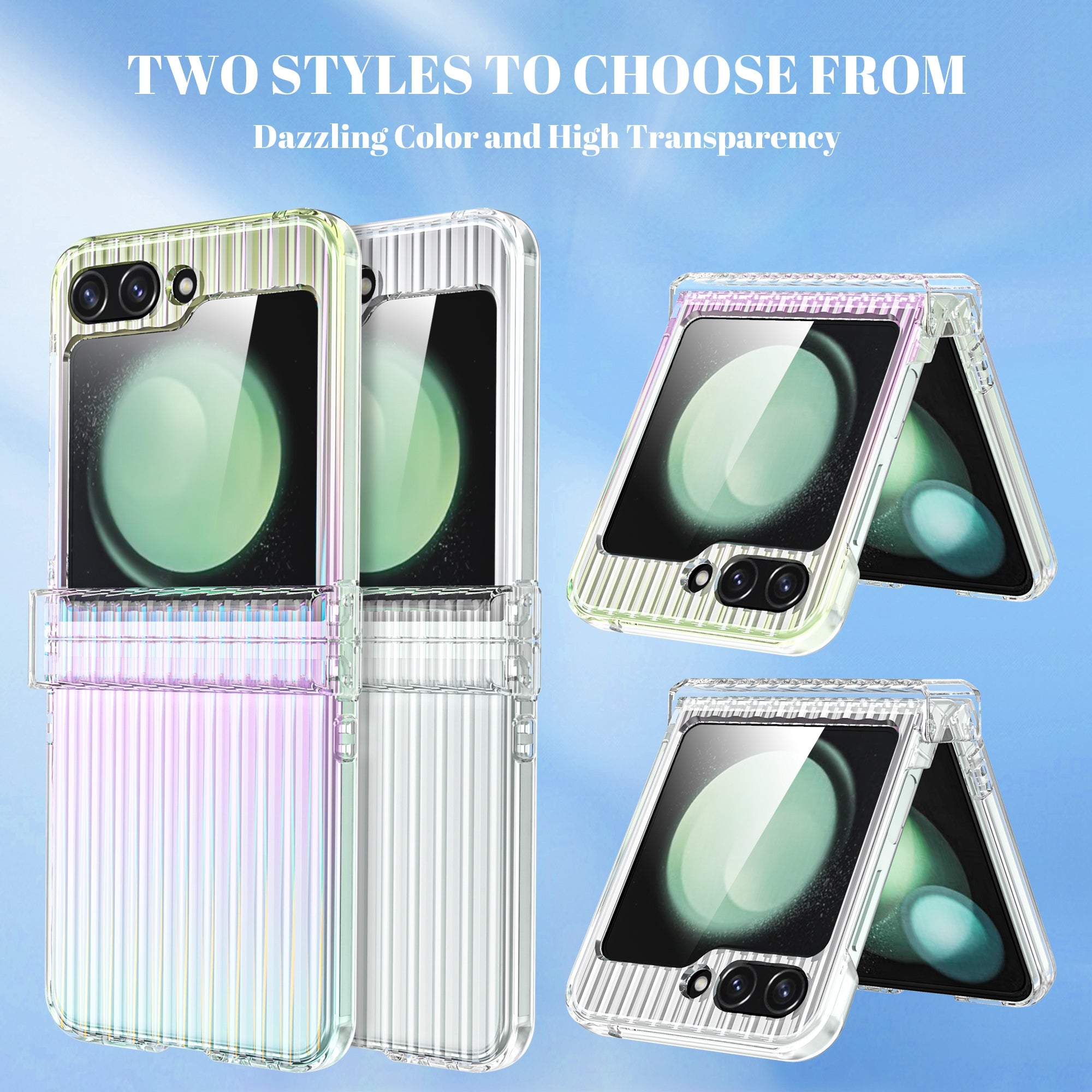 For Samsung Galaxy Z Flip6 5G Case PC Folding Phone Cover with Hinge Protection - Transparent