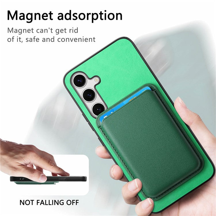 B2 For Samsung Galaxy S23 FE Case Detachable Magnetic Card Holder Leather+TPU Cover - Green