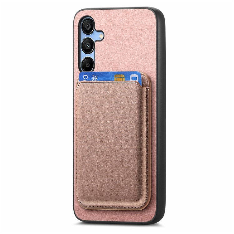 B2 For Samsung Galaxy A15 4G / 5G Magnetic Case Detachable Card Bag Leather Back Cover - Rose Gold