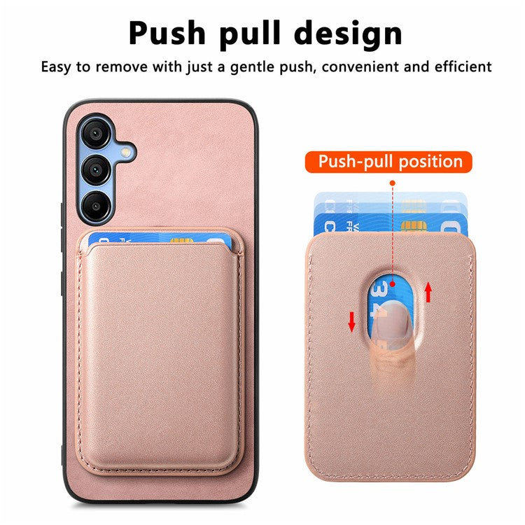 B2 For Samsung Galaxy A15 4G / 5G Magnetic Case Detachable Card Bag Leather Back Cover - Rose Gold