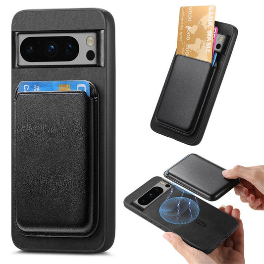 B2 For Google Pixel 8 Pro Case Card Bag Magnetic Phone Cover Detachable 2-in-1 - Black