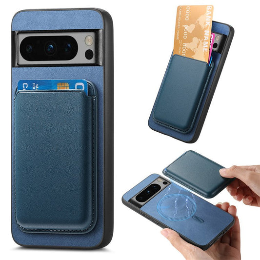 B2 For Google Pixel 8 Pro Case Card Bag Magnetic Phone Cover Detachable 2-in-1 - Blue