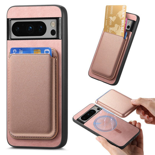 B2 For Google Pixel 8 Pro Case Card Bag Magnetic Phone Cover Detachable 2-in-1 - Rose Gold
