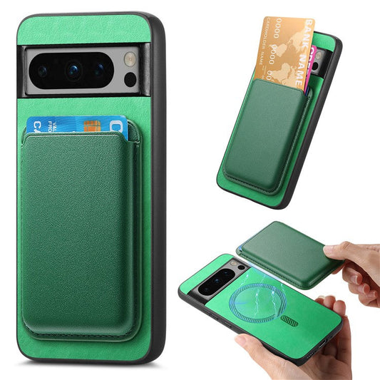 B2 For Google Pixel 8 Pro Case Card Bag Magnetic Phone Cover Detachable 2-in-1 - Green