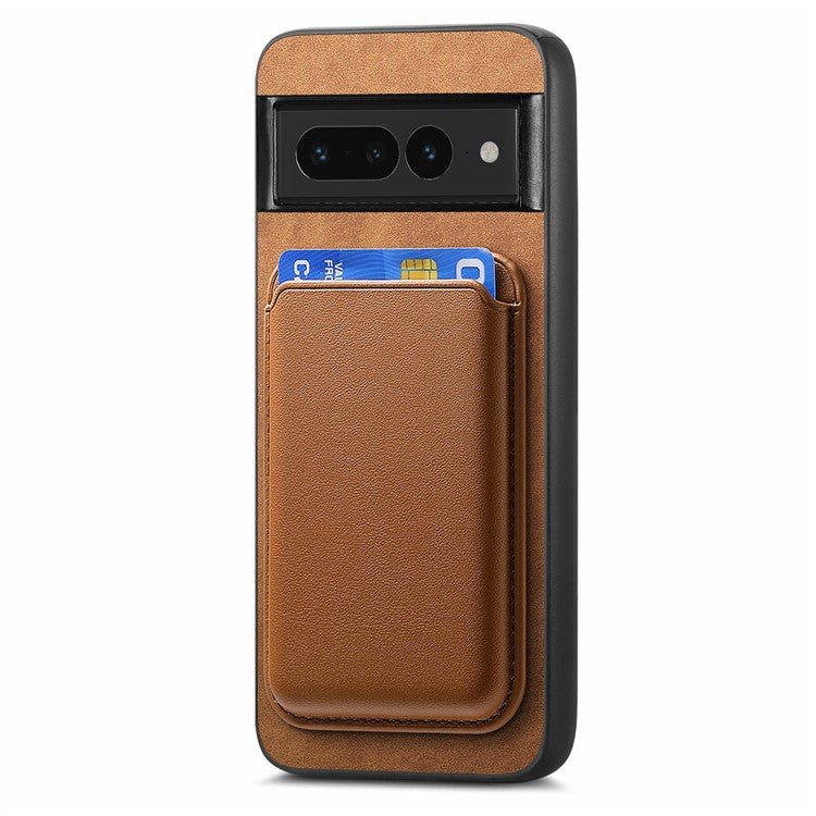 B2 For Google Pixel 7 Pro 5G Magnetic Case Card Holder PU Leather+TPU Phone Cover - Brown