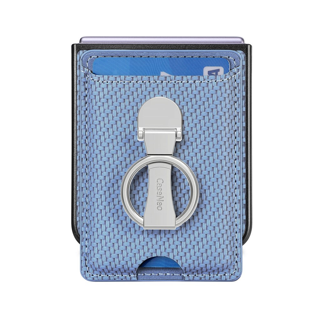 For Samsung Galaxy Z Flip7 FE 5G / Z Flip6 5G Case Kickstand Card Holder Leather+PC Phone Cover - Blue