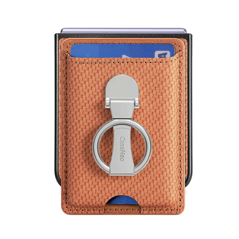 For Samsung Galaxy Z Flip7 FE 5G / Z Flip6 5G Case Kickstand Card Holder Leather+PC Phone Cover - Brown