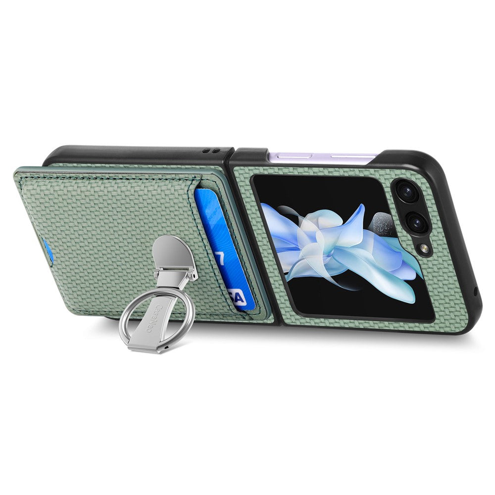 For Samsung Galaxy Z Flip7 FE 5G / Z Flip6 5G Case Kickstand Card Holder Leather+PC Phone Cover - Green