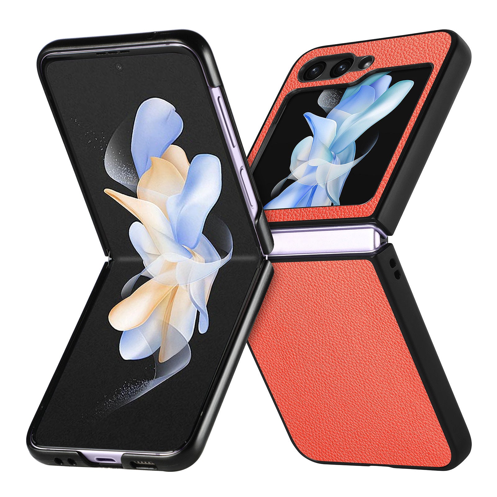 For Samsung Galaxy Z Flip6 5G Case Litchi Texture PU Leather+PC Phone Cover - Orange