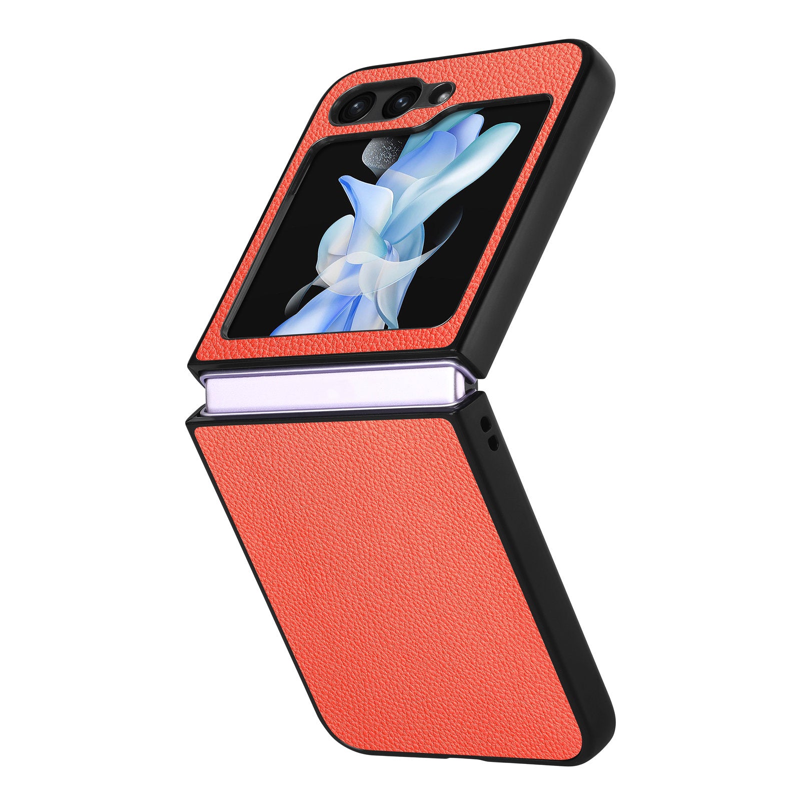 For Samsung Galaxy Z Flip6 5G Case Litchi Texture PU Leather+PC Phone Cover - Orange