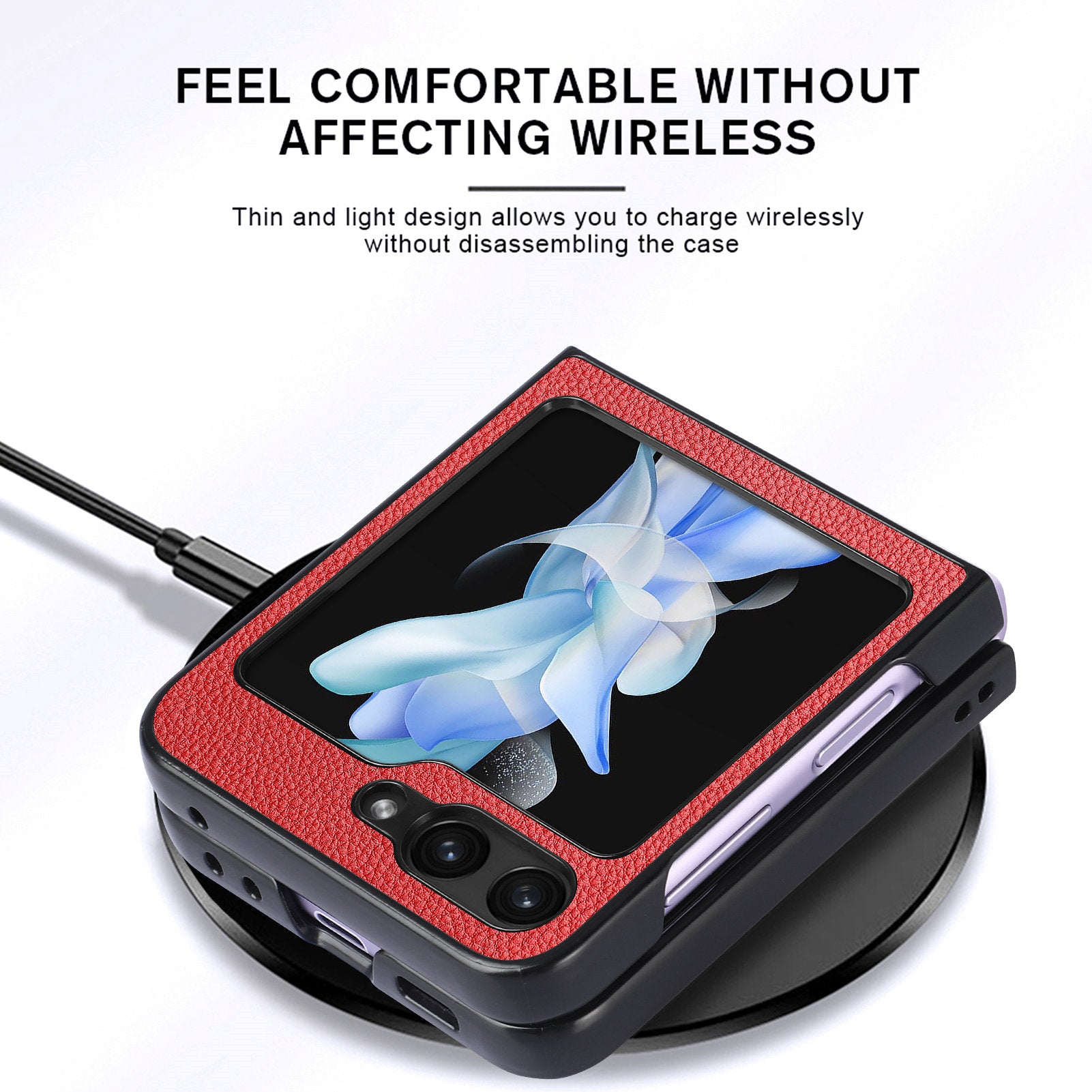 For Samsung Galaxy Z Flip6 5G Case Litchi Texture PU Leather+PC Phone Cover - Orange