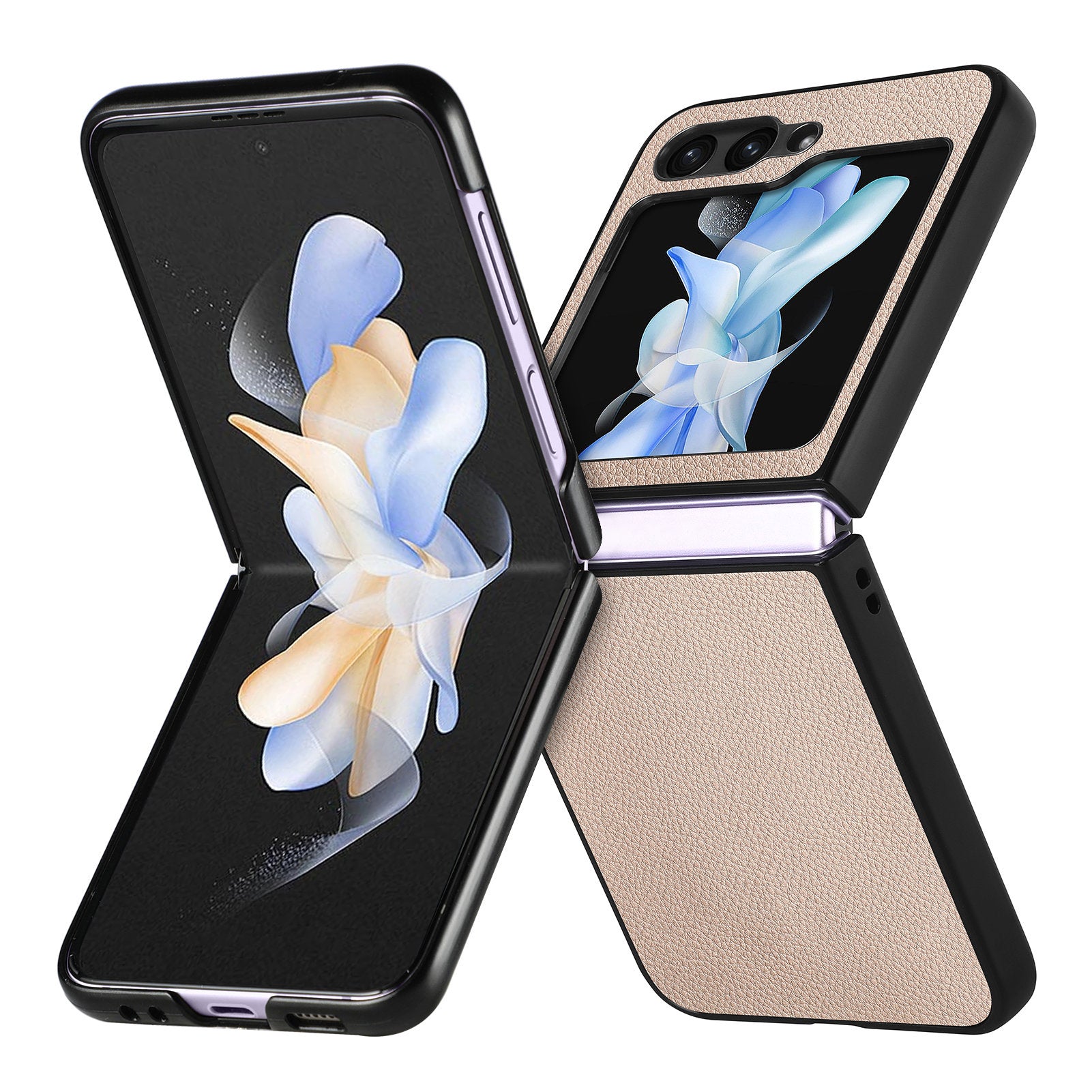 For Samsung Galaxy Z Flip6 5G Case Litchi Texture PU Leather+PC Phone Cover - Khaki