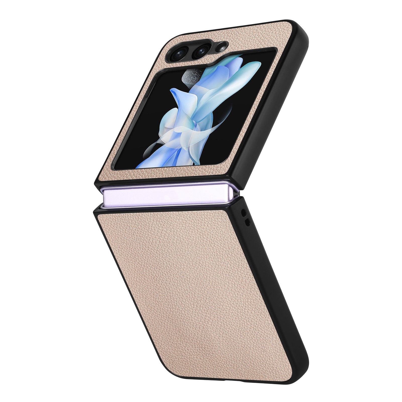 For Samsung Galaxy Z Flip6 5G Case Litchi Texture PU Leather+PC Phone Cover - Khaki