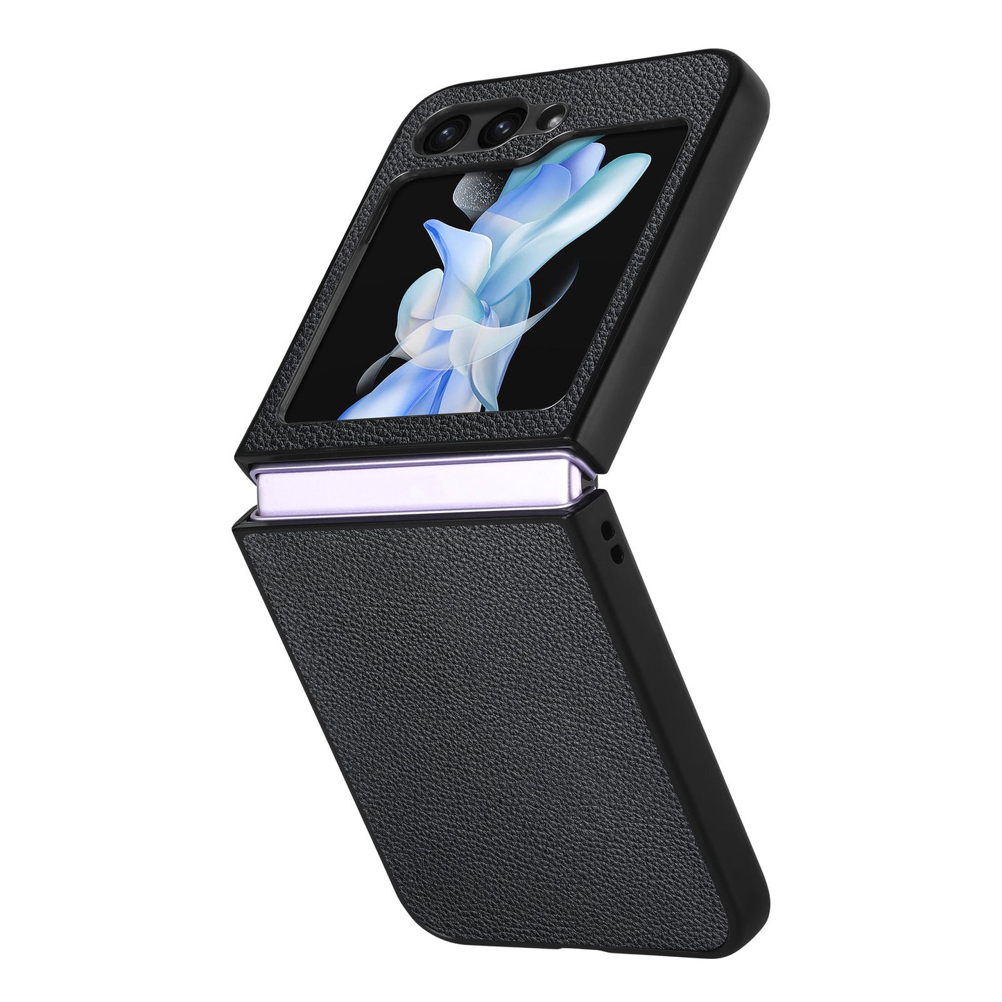 For Samsung Galaxy Z Flip6 5G Case Litchi Texture PU Leather+PC Phone Cover - Black