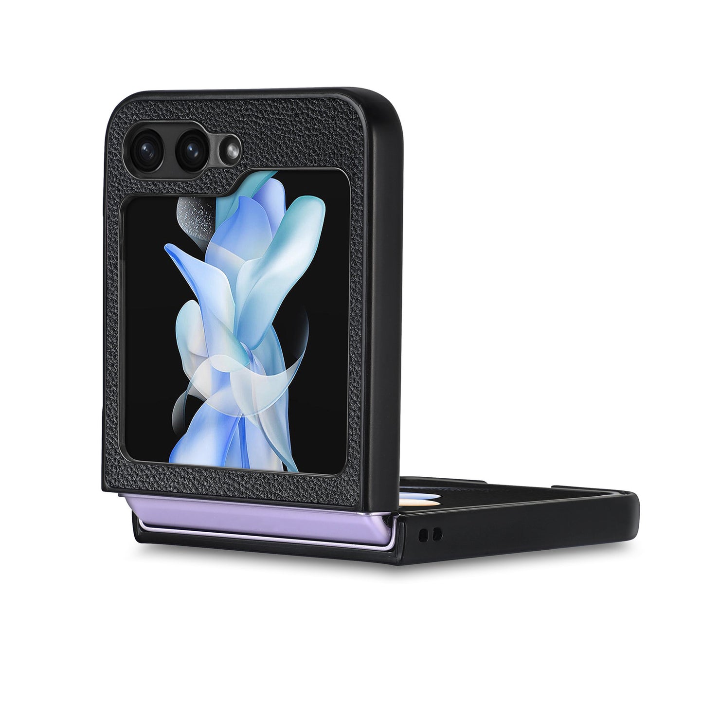 For Samsung Galaxy Z Flip6 5G Case Litchi Texture PU Leather+PC Phone Cover - Black