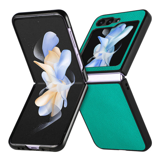 For Samsung Galaxy Z Flip6 5G Case Litchi Texture PU Leather+PC Phone Cover - Green