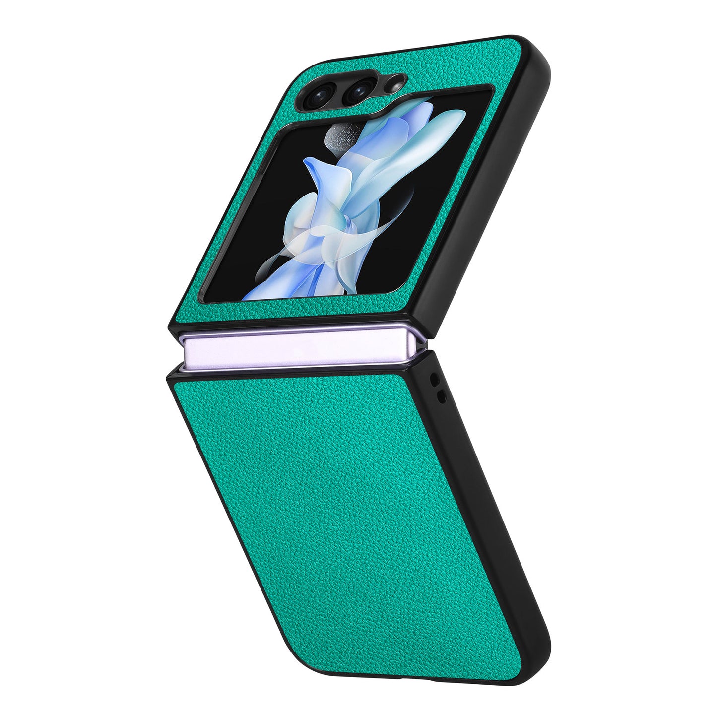 For Samsung Galaxy Z Flip6 5G Case Litchi Texture PU Leather+PC Phone Cover - Green