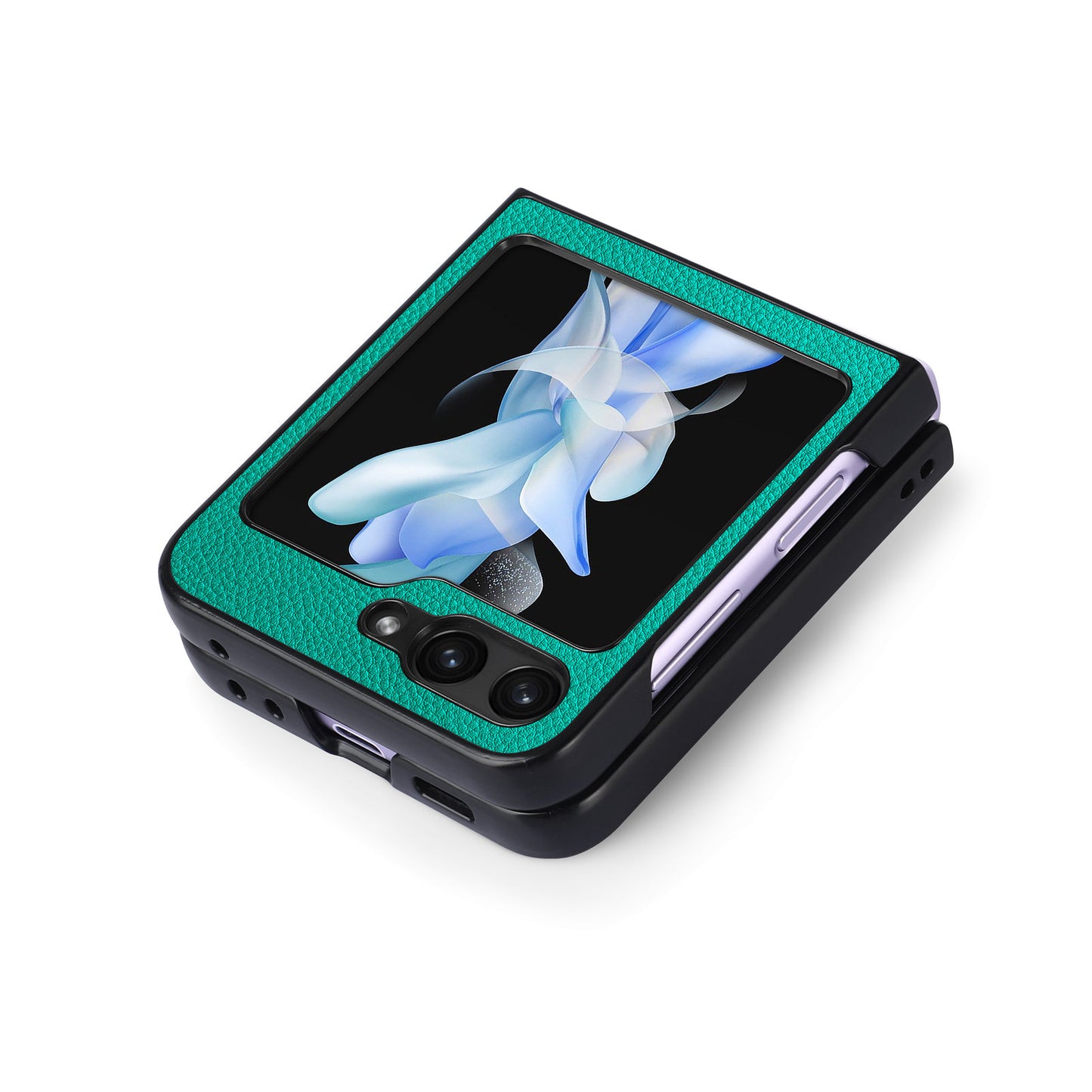 For Samsung Galaxy Z Flip6 5G Case Litchi Texture PU Leather+PC Phone Cover - Green