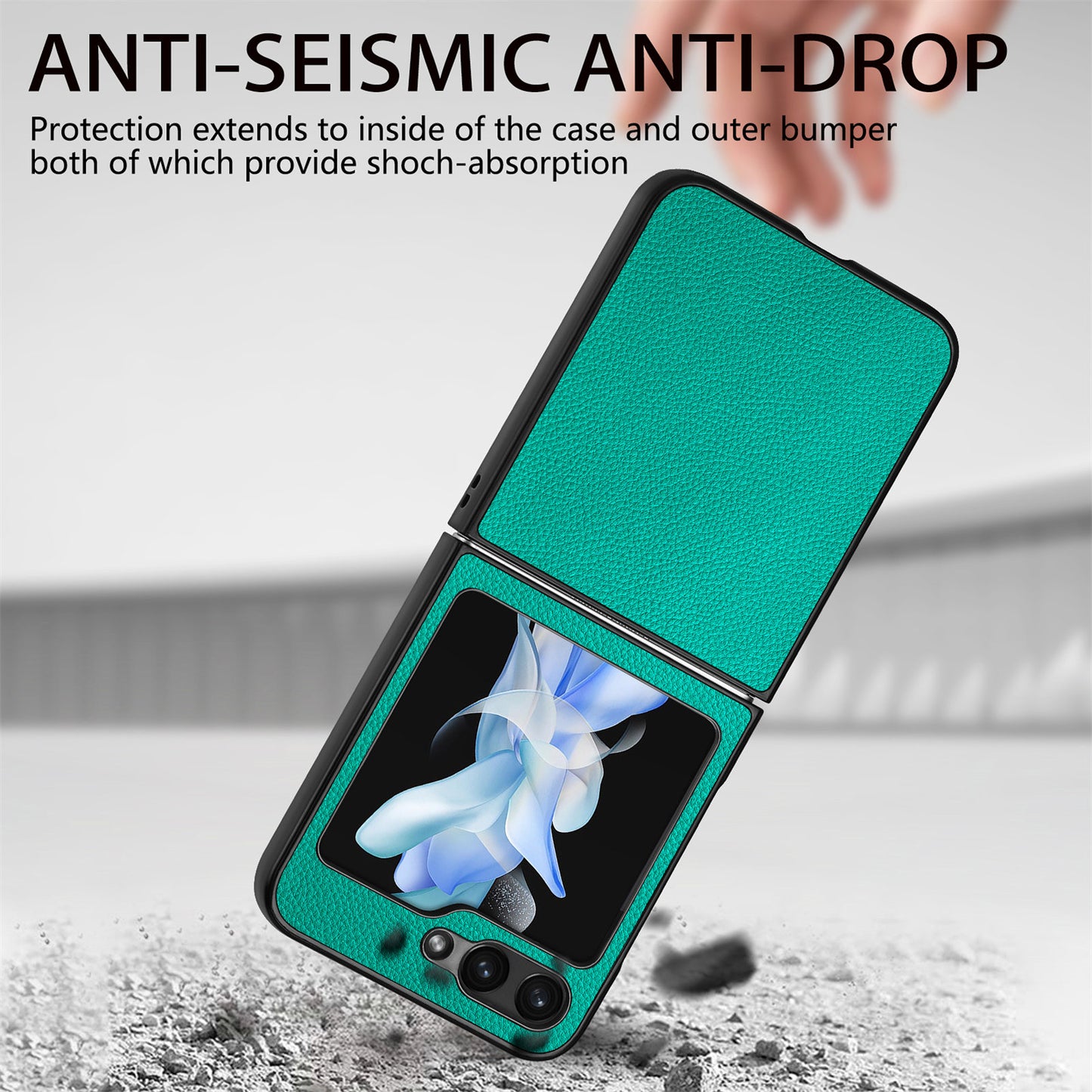 For Samsung Galaxy Z Flip6 5G Case Litchi Texture PU Leather+PC Phone Cover - Green