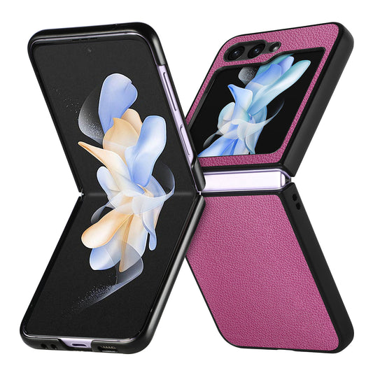 For Samsung Galaxy Z Flip6 5G Case Litchi Texture PU Leather+PC Phone Cover - Purple