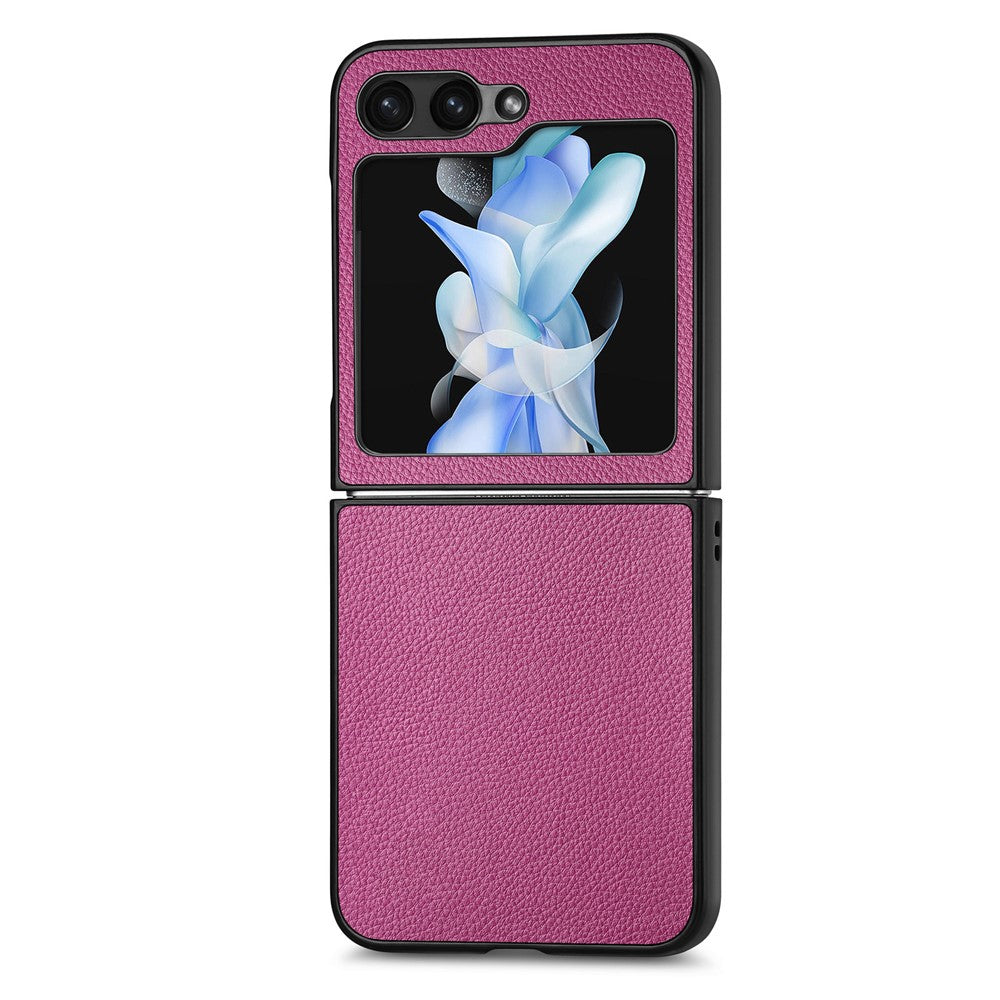 For Samsung Galaxy Z Flip7 FE 5G / Z Flip6 5G Case Litchi Texture PU Leather+PC Phone Cover - Purple