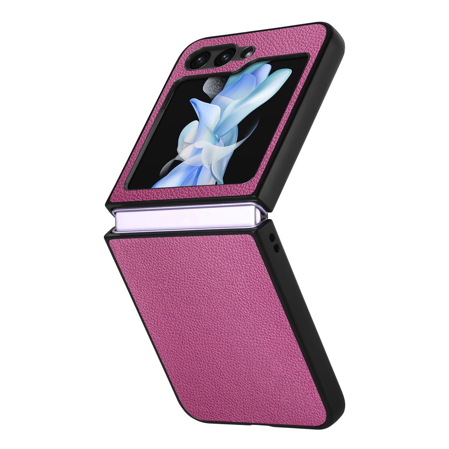 For Samsung Galaxy Z Flip6 5G Case Litchi Texture PU Leather+PC Phone Cover - Purple