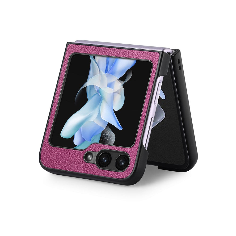 For Samsung Galaxy Z Flip7 FE 5G / Z Flip6 5G Case Litchi Texture PU Leather+PC Phone Cover - Purple