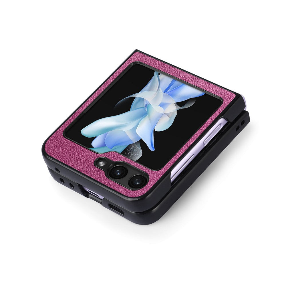 For Samsung Galaxy Z Flip7 FE 5G / Z Flip6 5G Case Litchi Texture PU Leather+PC Phone Cover - Purple