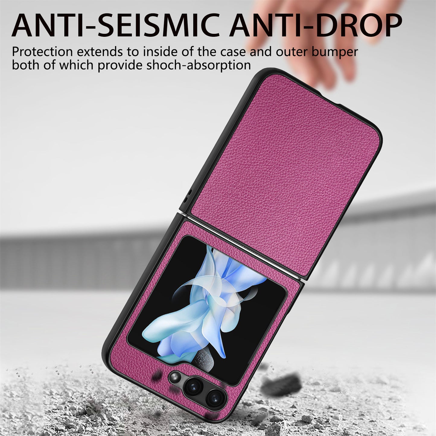 For Samsung Galaxy Z Flip6 5G Case Litchi Texture PU Leather+PC Phone Cover - Purple