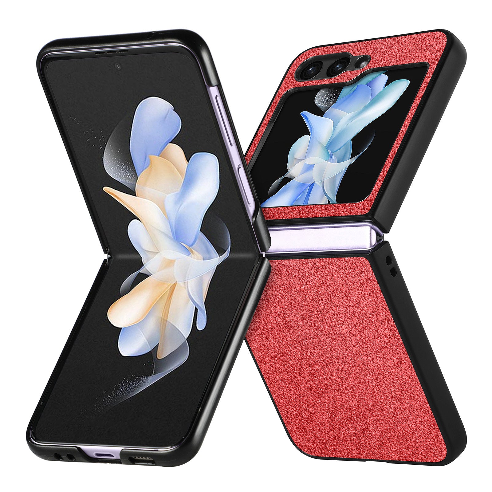 For Samsung Galaxy Z Flip6 5G Case Litchi Texture PU Leather+PC Phone Cover - Red