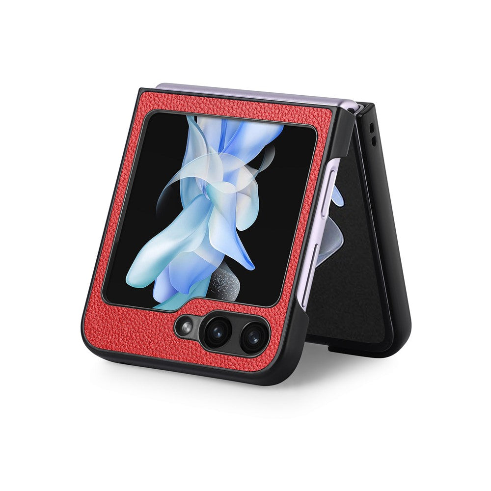 For Samsung Galaxy Z Flip7 FE 5G / Z Flip6 5G Case Litchi Texture PU Leather+PC Phone Cover - Red