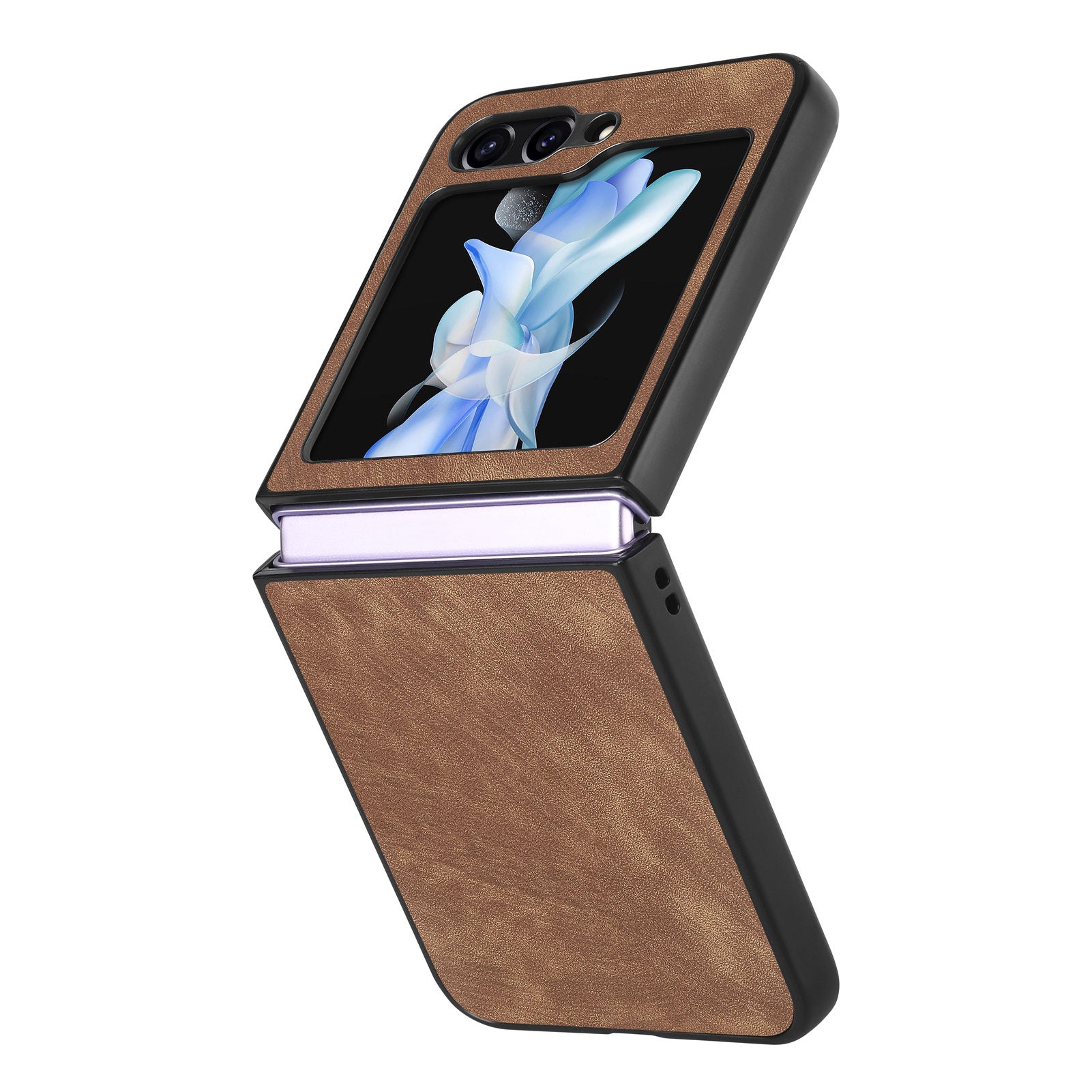 For Samsung Galaxy Z Flip6 5G Case Vintage Leather+PC Slim Fit Phone Cover - Brown